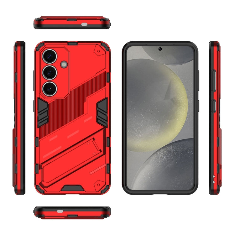 For Samsung Galaxy S25 5G Punk Armor 2 in 1 PC + TPU Shockproof Phone Case with Invisible Holder(Red) by buy2fix