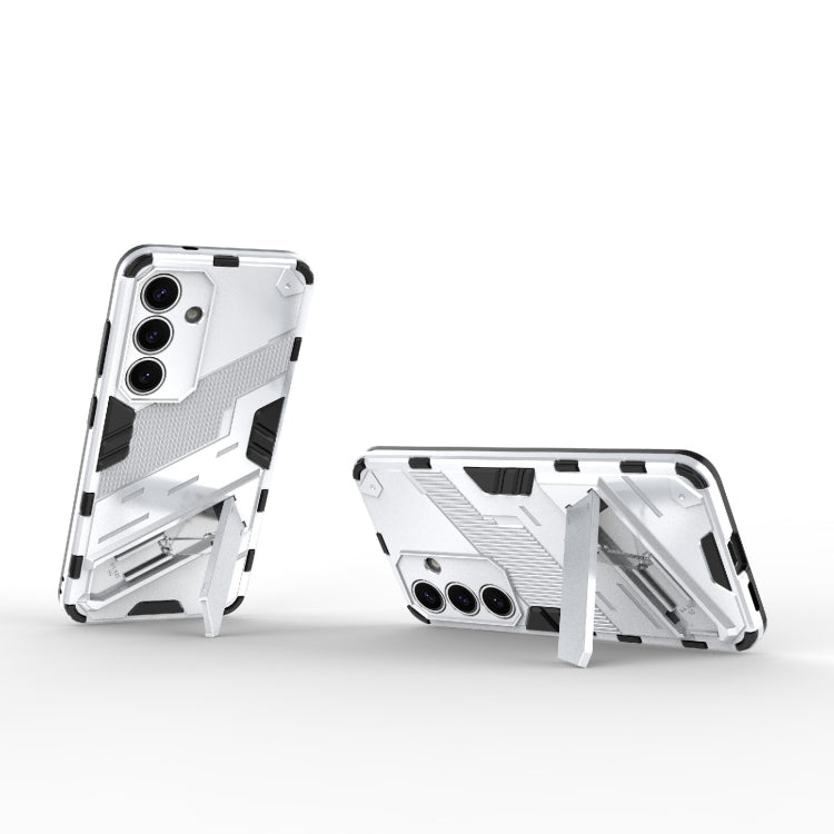 For Samsung Galaxy S25 5G Punk Armor 2 in 1 PC + TPU Shockproof Phone Case with Invisible Holder(White) by buy2fix