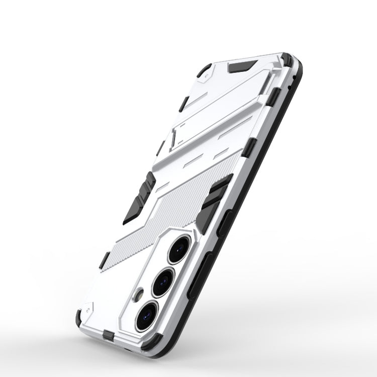 For Samsung Galaxy S25 5G Punk Armor 2 in 1 PC + TPU Shockproof Phone Case with Invisible Holder(White) by buy2fix