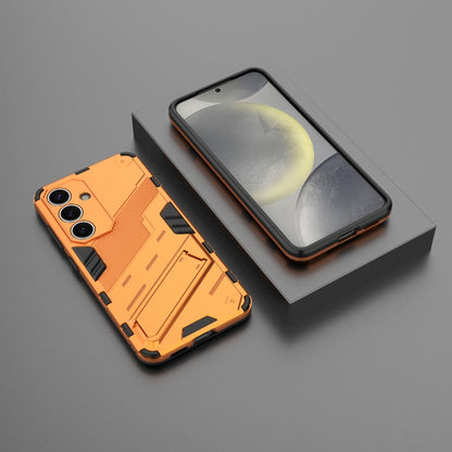 For Samsung Galaxy S25 5G Punk Armor 2 in 1 PC + TPU Shockproof Phone Case with Invisible Holder(Orange) by buy2fix