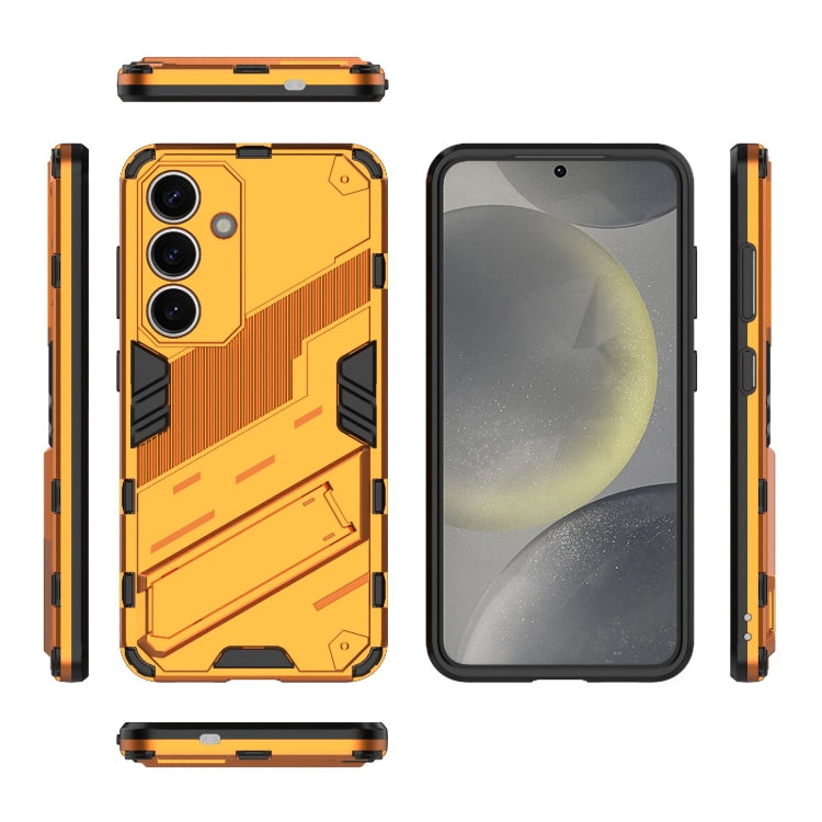 For Samsung Galaxy S25 5G Punk Armor 2 in 1 PC + TPU Shockproof Phone Case with Invisible Holder(Orange) by buy2fix