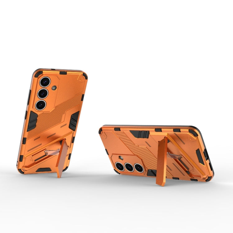 For Samsung Galaxy S25 5G Punk Armor 2 in 1 PC + TPU Shockproof Phone Case with Invisible Holder(Orange) by buy2fix