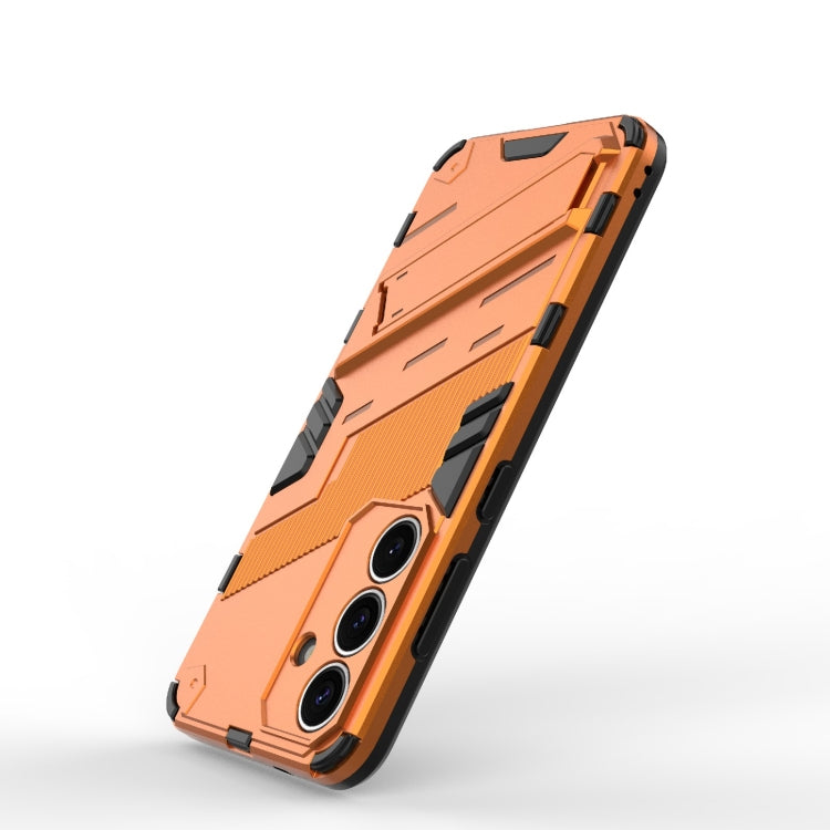 For Samsung Galaxy S25 5G Punk Armor 2 in 1 PC + TPU Shockproof Phone Case with Invisible Holder(Orange) by buy2fix