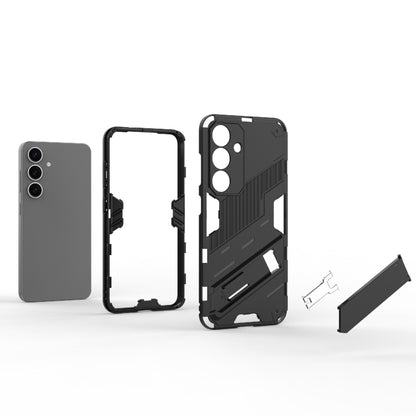 For Samsung Galaxy S25 5G Punk Armor 2 in 1 PC + TPU Shockproof Phone Case with Invisible Holder(Orange) by buy2fix