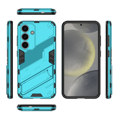 For Samsung Galaxy S25 5G Punk Armor 2 in 1 PC + TPU Shockproof Phone Case with Invisible Holder(Blue) by buy2fix