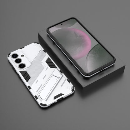 For Samsung Galaxy S25+ 5G Punk Armor 2 in 1 PC + TPU Shockproof Phone Case with Invisible Holder(White) by buy2fix