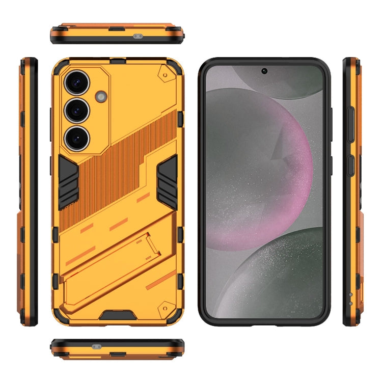 For Samsung Galaxy S25+ 5G Punk Armor 2 in 1 PC + TPU Shockproof Phone Case with Invisible Holder(Orange) by buy2fix