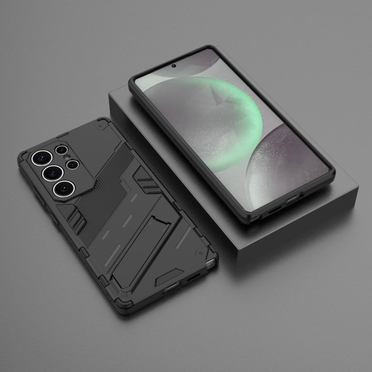 For Samsung Galaxy S25 Ultra 5G Punk Armor 2 in 1 PC + TPU Shockproof Phone Case with Invisible Holder(Black) by buy2fix