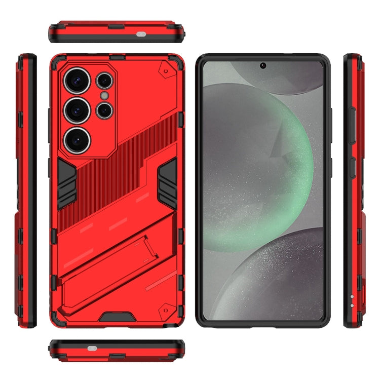 For Samsung Galaxy S25 Ultra 5G Punk Armor 2 in 1 PC + TPU Shockproof Phone Case with Invisible Holder(Red) by buy2fix