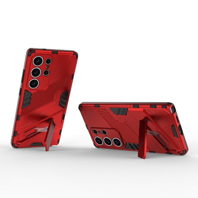 For Samsung Galaxy S25 Ultra 5G Punk Armor 2 in 1 PC + TPU Shockproof Phone Case with Invisible Holder(Red) by buy2fix