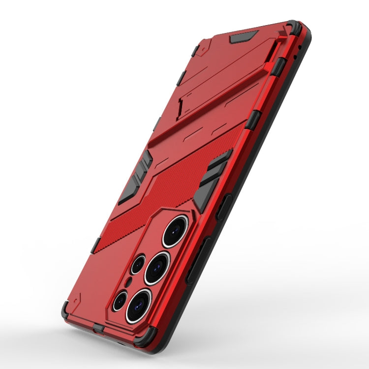 For Samsung Galaxy S25 Ultra 5G Punk Armor 2 in 1 PC + TPU Shockproof Phone Case with Invisible Holder(Red) by buy2fix