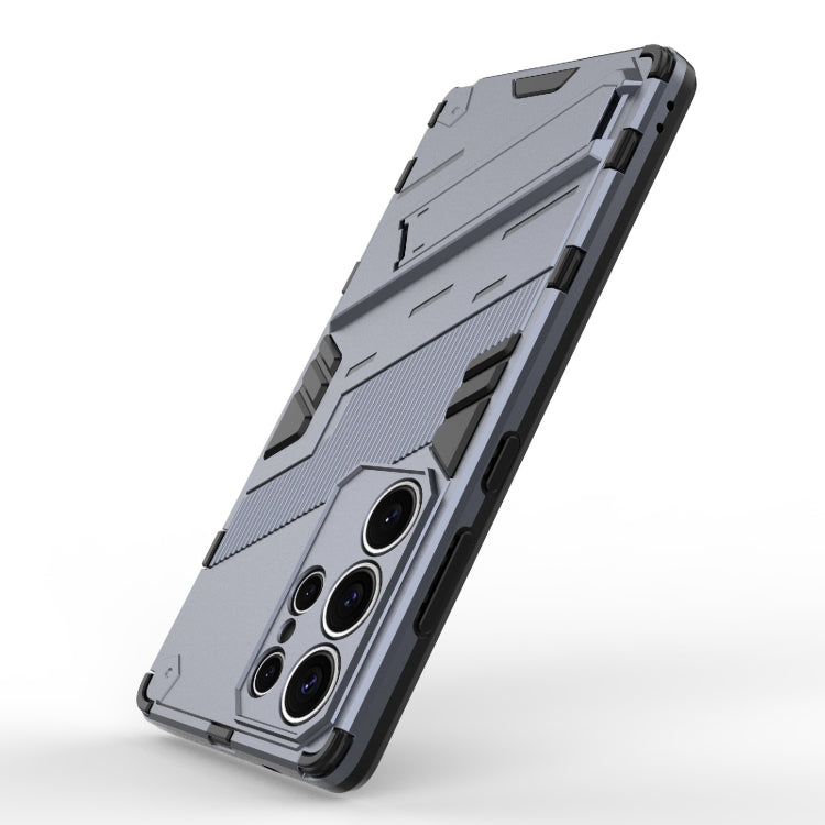 For Samsung Galaxy S25 Ultra 5G Punk Armor 2 in 1 PC + TPU Shockproof Phone Case with Invisible Holder(Grey) by buy2fix