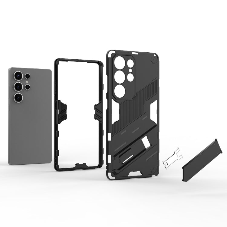 For Samsung Galaxy S25 Ultra 5G Punk Armor 2 in 1 PC + TPU Shockproof Phone Case with Invisible Holder(Grey) by buy2fix
