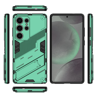 For Samsung Galaxy S25 Ultra 5G Punk Armor 2 in 1 PC + TPU Shockproof Phone Case with Invisible Holder(Green) by buy2fix