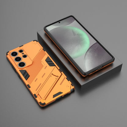 For Samsung Galaxy S25 Ultra 5G Punk Armor 2 in 1 PC + TPU Shockproof Phone Case with Invisible Holder(Orange) by buy2fix