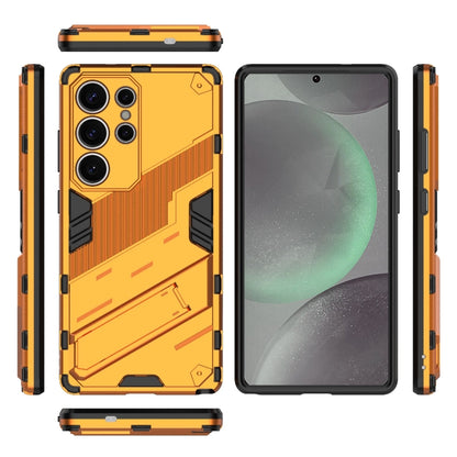 For Samsung Galaxy S25 Ultra 5G Punk Armor 2 in 1 PC + TPU Shockproof Phone Case with Invisible Holder(Orange) by buy2fix