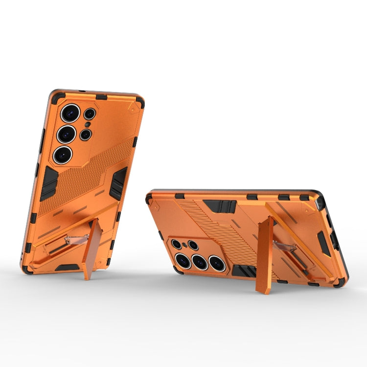 For Samsung Galaxy S25 Ultra 5G Punk Armor 2 in 1 PC + TPU Shockproof Phone Case with Invisible Holder(Orange) by buy2fix