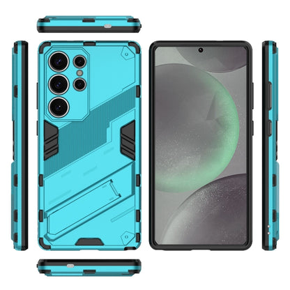 For Samsung Galaxy S25 Ultra 5G Punk Armor 2 in 1 PC + TPU Shockproof Phone Case with Invisible Holder(Blue) by buy2fix