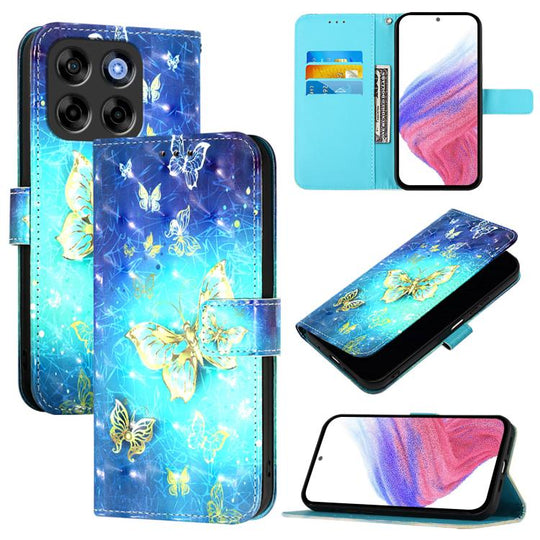 For ZTE Blade V70 Vita / Nubia V70 Design 3D Painting Horizontal Flip Leather Phone Case(Golden Butterfly)