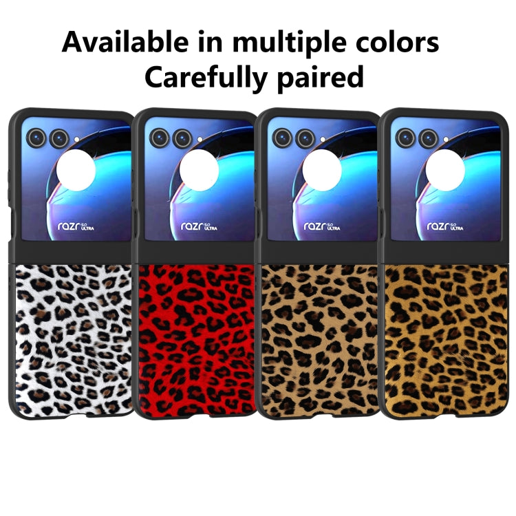 For Motorola Razr 50 Black Edge Leopard Phone Case(Silver Leopard) by buy2fix
