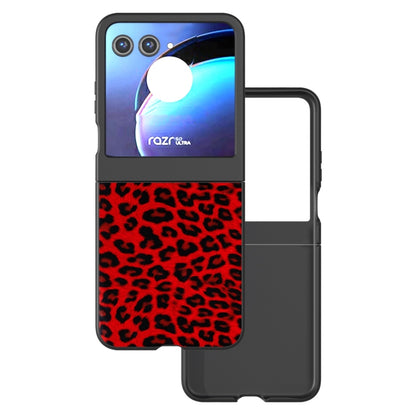 For Motorola Razr 50 Black Edge Leopard Phone Case(Red Leopard) by buy2fix