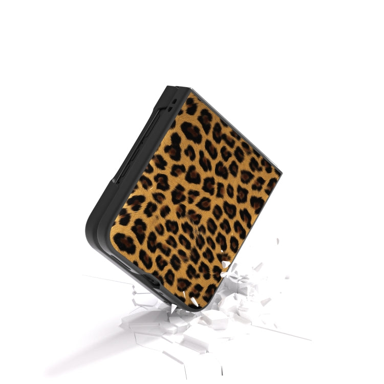 For Motorola Razr 50 Ultra Black Edge Leopard Phone Case(Leopard Print) by buy2fix