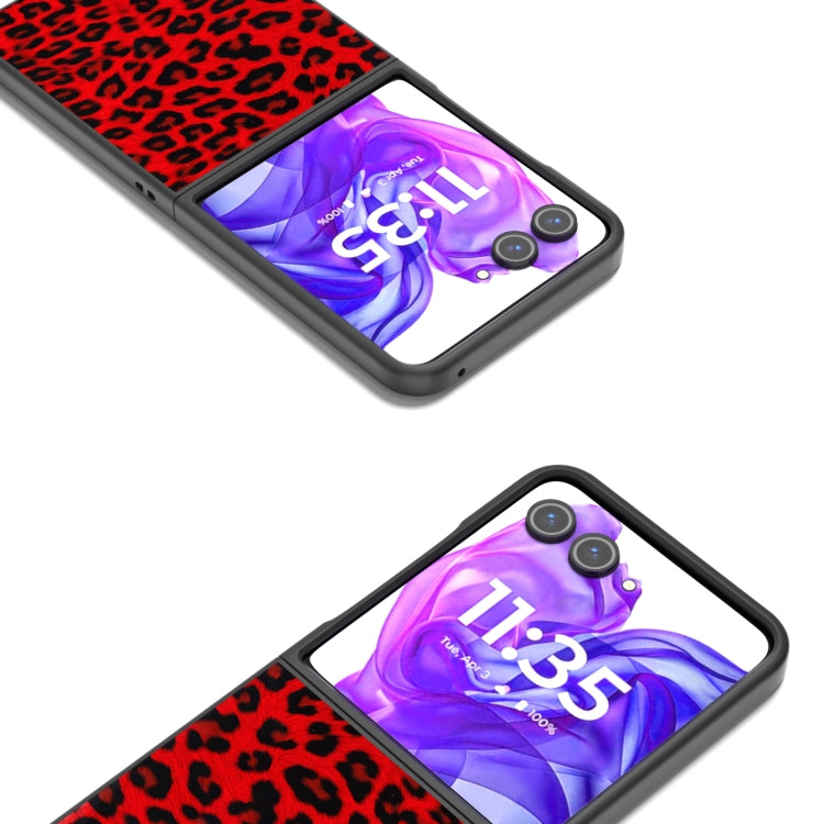 For Motorola Razr 50 Ultra Black Edge Leopard Phone Case(Red Leopard) by buy2fix