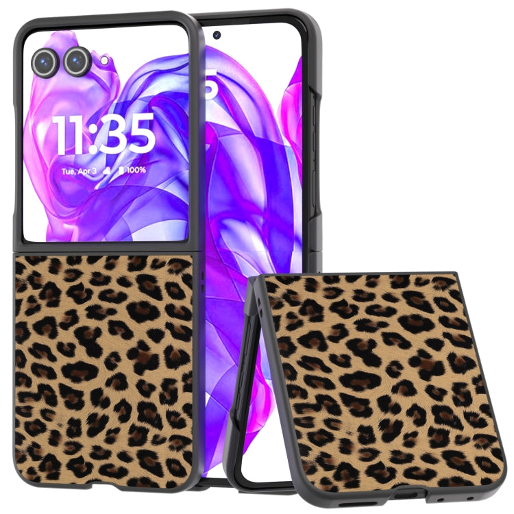 For Motorola Razr 50 Ultra Black Edge Leopard Phone Case(Gold Leopard) by buy2fix