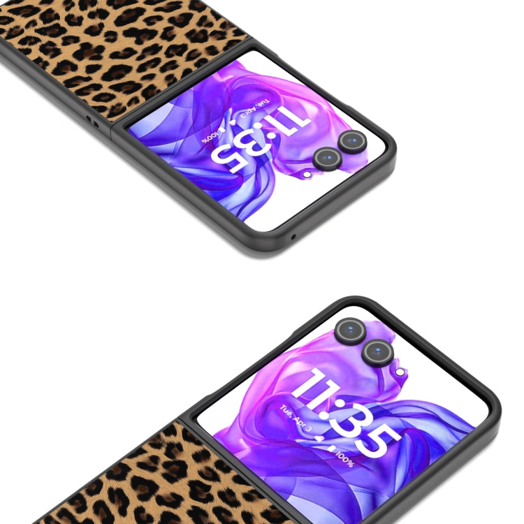 For Motorola Razr 50 Ultra Black Edge Leopard Phone Case(Gold Leopard) by buy2fix