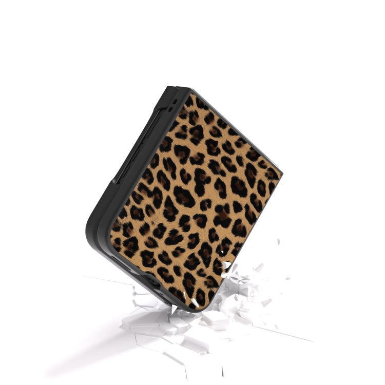 For Motorola Razr 50 Ultra Black Edge Leopard Phone Case(Gold Leopard) by buy2fix