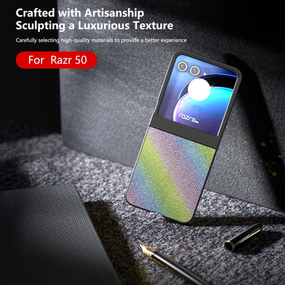 For Motorola Razr 50 Diamond Series Black Edge Phone Case(Rainbow) by buy2fix