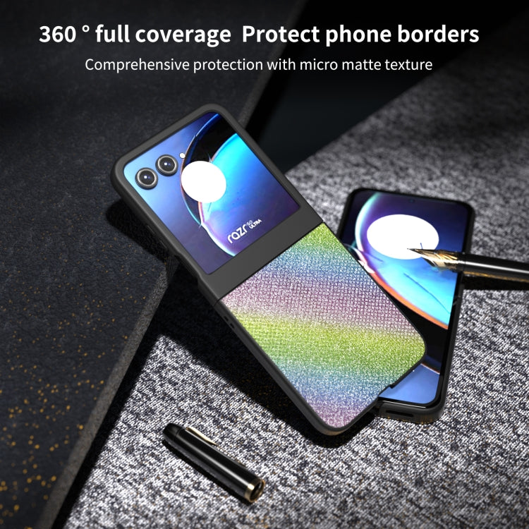 For Motorola Razr 50 Diamond Series Black Edge Phone Case(Rainbow) by buy2fix