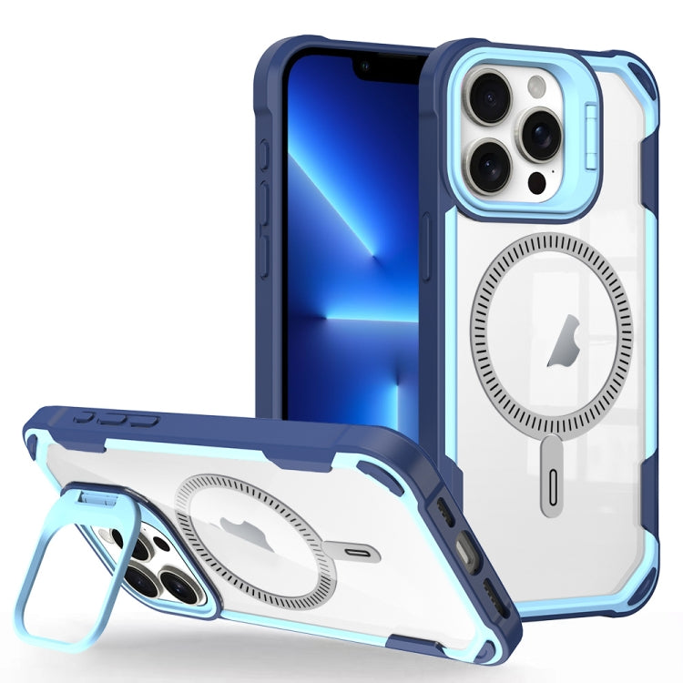 For iPhone 13 Pro Transparent Acrylic MagSafe Lens Holder Phone Case(Blue) by buy2fix