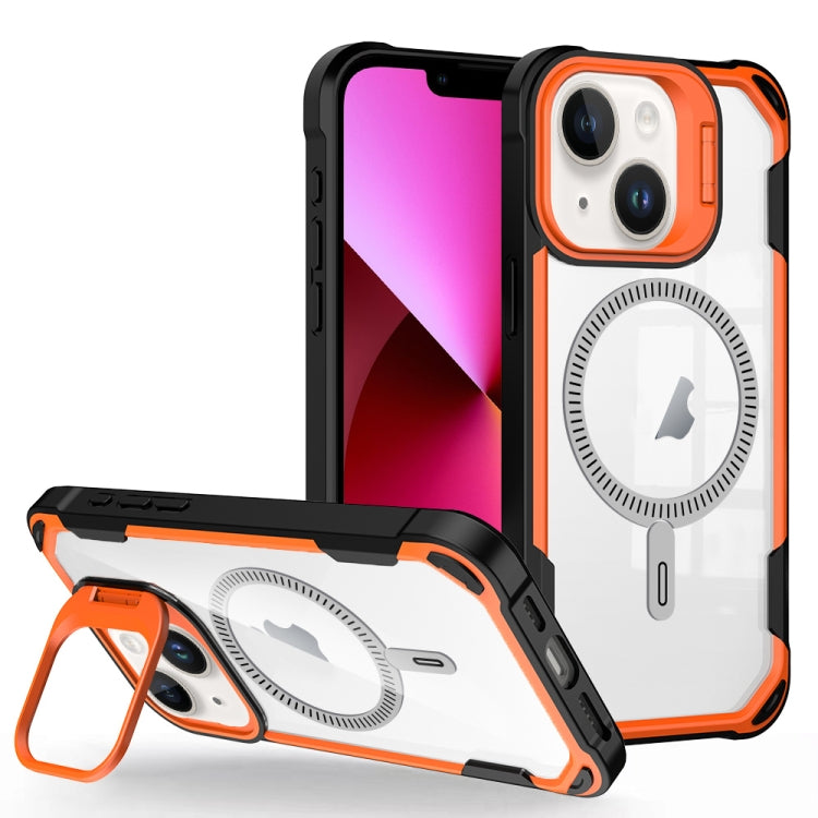 For iPhone 13 Transparent Acrylic MagSafe Lens Holder Phone Case(Orange) by buy2fix