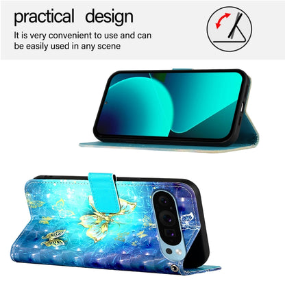 For Google Pixel 9 / 9 Pro 3D Painting Horizontal Flip Leather Phone Case(Golden Butterfly) by buy2fix