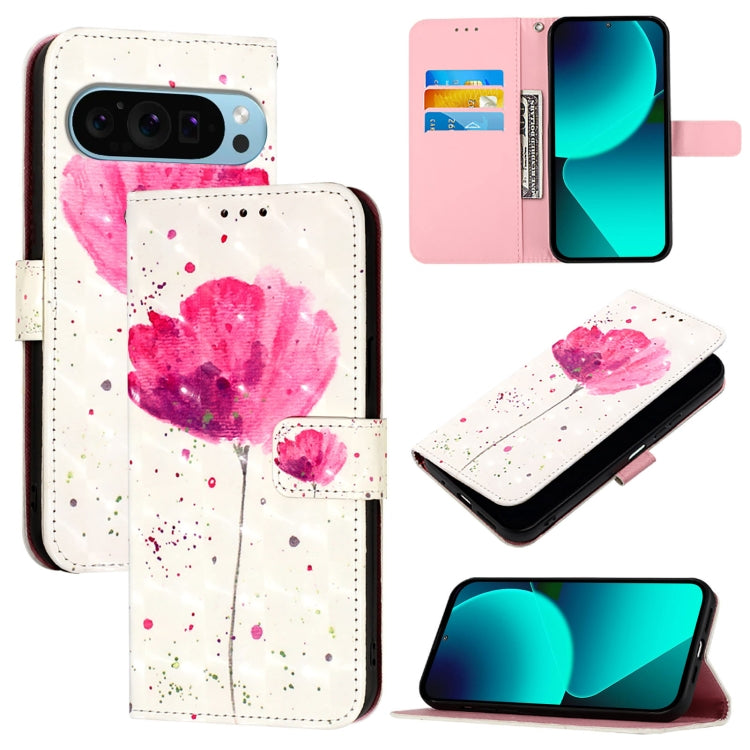 For Google Pixel 9 / 9 Pro 3D Painting Horizontal Flip Leather Phone Case(Flower) by buy2fix