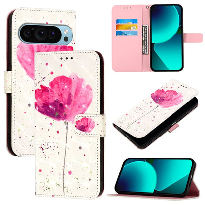For Google Pixel 9 / 9 Pro 3D Painting Horizontal Flip Leather Phone Case(Flower) by buy2fix