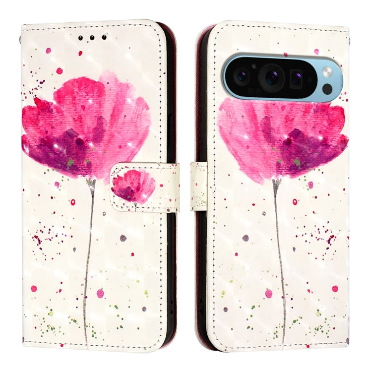 For Google Pixel 9 / 9 Pro 3D Painting Horizontal Flip Leather Phone Case(Flower) by buy2fix