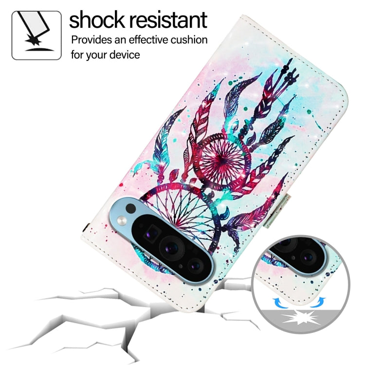 For Google Pixel 9 / 9 Pro 3D Painting Horizontal Flip Leather Phone Case(Color Drop Wind Chimes) by buy2fix