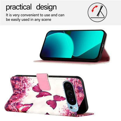 For Google Pixel 9 Pro XL 3D Painting Horizontal Flip Leather Phone Case(Rose Butterfly) by buy2fix