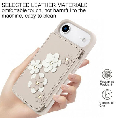 For iPhone Air Crossbody Flower Pattern Leather Phone Case(White) - iPhone Air Cases by buy2fix | Online Shopping UK | buy2fix