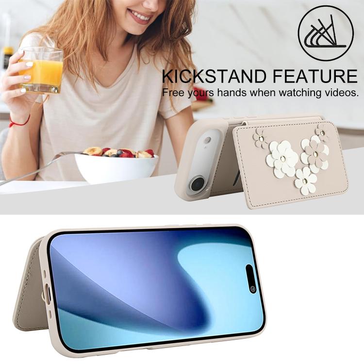 For iPhone Air Crossbody Flower Pattern Leather Phone Case(White) - iPhone Air Cases by buy2fix | Online Shopping UK | buy2fix