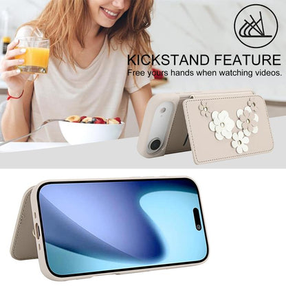 For iPhone Air Crossbody Flower Pattern Leather Phone Case(White) - iPhone Air Cases by buy2fix | Online Shopping UK | buy2fix