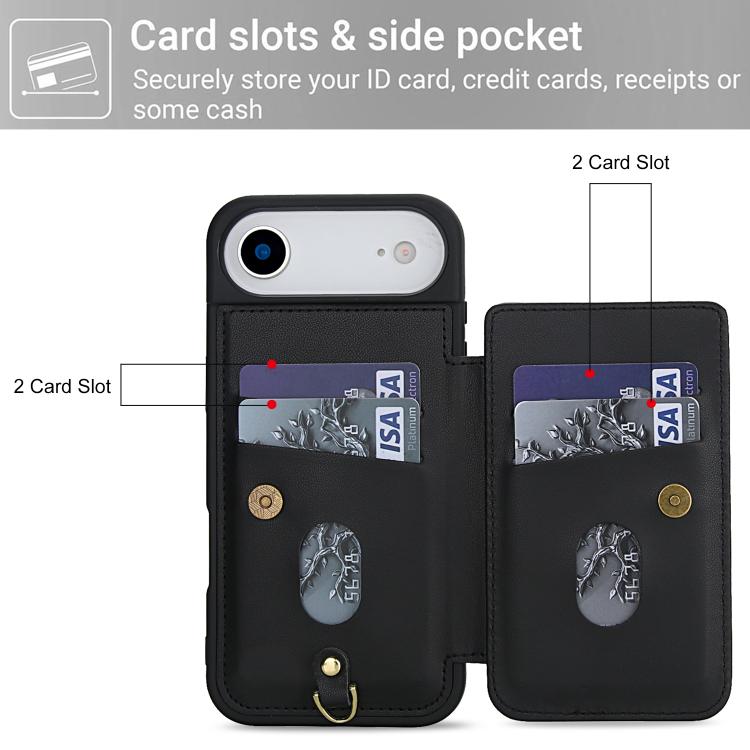 For iPhone Air Crossbody Flower Pattern Leather Phone Case(Black) - iPhone Air Cases by buy2fix | Online Shopping UK | buy2fix