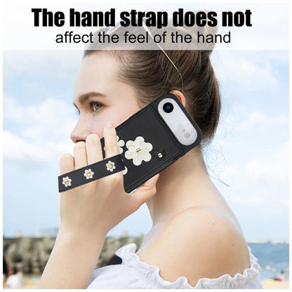 For iPhone Air Crossbody Flower Pattern Leather Phone Case(Black) - iPhone Air Cases by buy2fix | Online Shopping UK | buy2fix