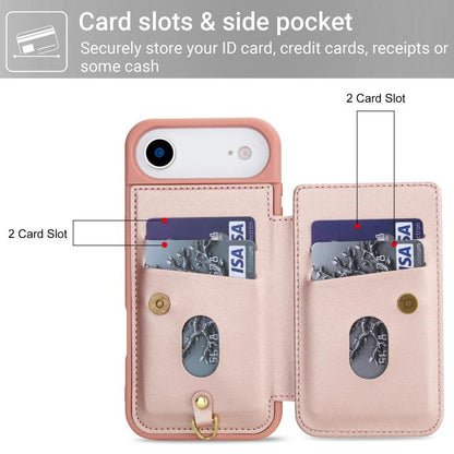 For iPhone Air Crossbody Flower Pattern Leather Phone Case(Rose Gold) - iPhone Air Cases by buy2fix | Online Shopping UK | buy2fix