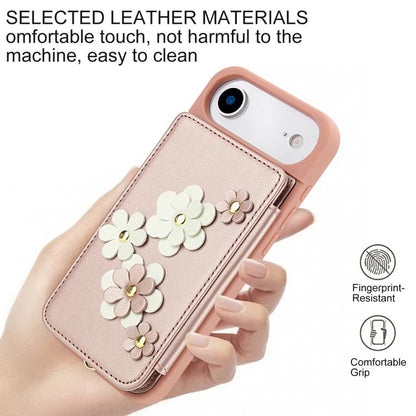 For iPhone Air Crossbody Flower Pattern Leather Phone Case(Rose Gold) - iPhone Air Cases by buy2fix | Online Shopping UK | buy2fix