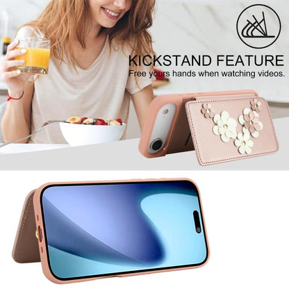 For iPhone Air Crossbody Flower Pattern Leather Phone Case(Rose Gold) - iPhone Air Cases by buy2fix | Online Shopping UK | buy2fix