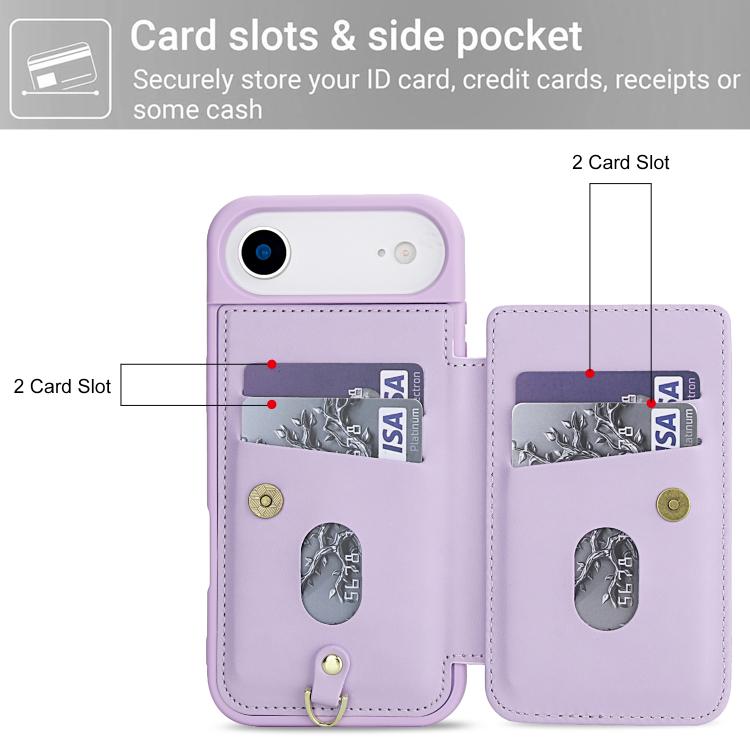 For iPhone Air Crossbody Flower Pattern Leather Phone Case(Purple) - iPhone Air Cases by buy2fix | Online Shopping UK | buy2fix