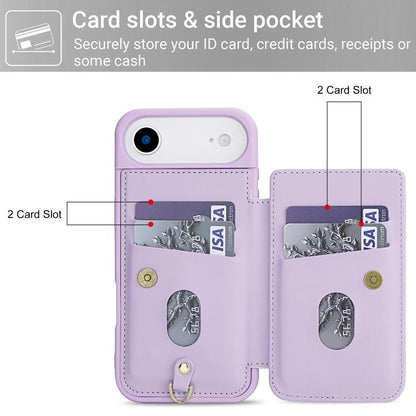 For iPhone Air Crossbody Flower Pattern Leather Phone Case(Purple) - iPhone Air Cases by buy2fix | Online Shopping UK | buy2fix